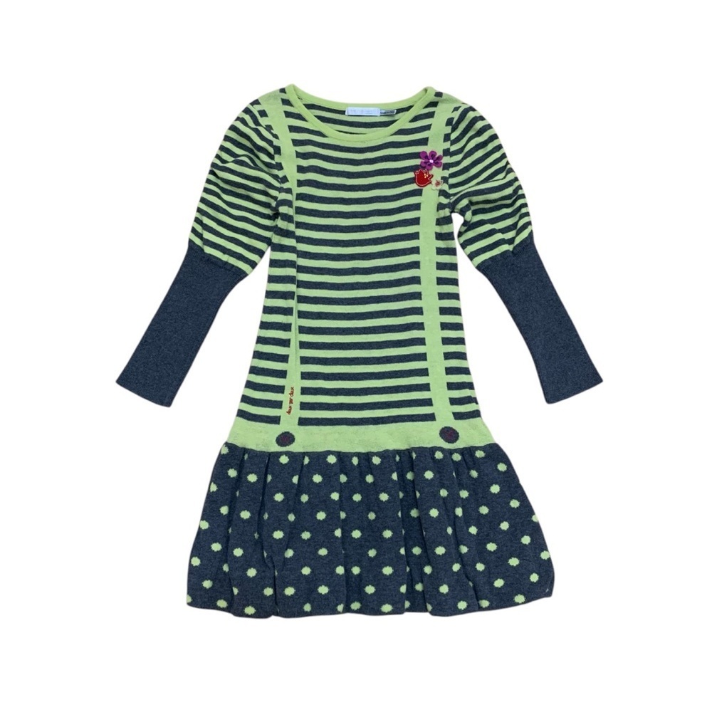deux par deux Green Casual Long Sleeve Puff Sleeve Dress